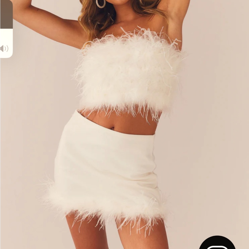 White feather two piece set BRIDAL